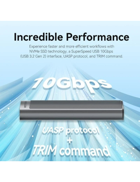 Caja Externa para Disco SSD M.2 NVMe Vention KPKH0/ USB Tipo-C 3.1/ Sin tornillos