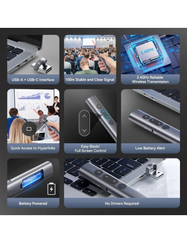 Presentador Inalámbrico Vention KQIH0/ 2.4GHz/ Gris 2