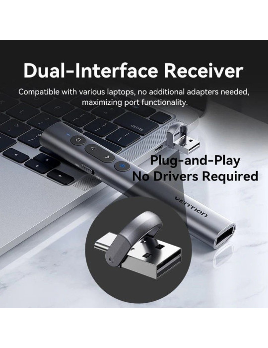 Presentador Inalámbrico Vention KQIH0/ 2.4GHz/ Gris