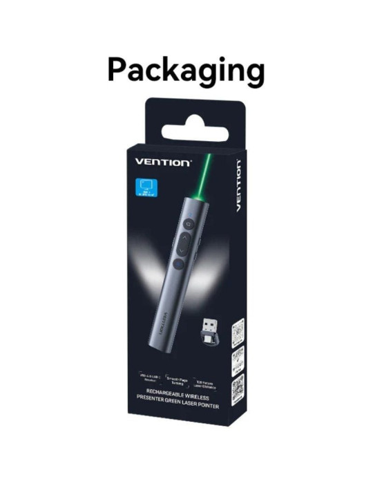 Presentador Inalámbrico por Bluetooth Vention KQJH0/ 2.4GHz/ Gris