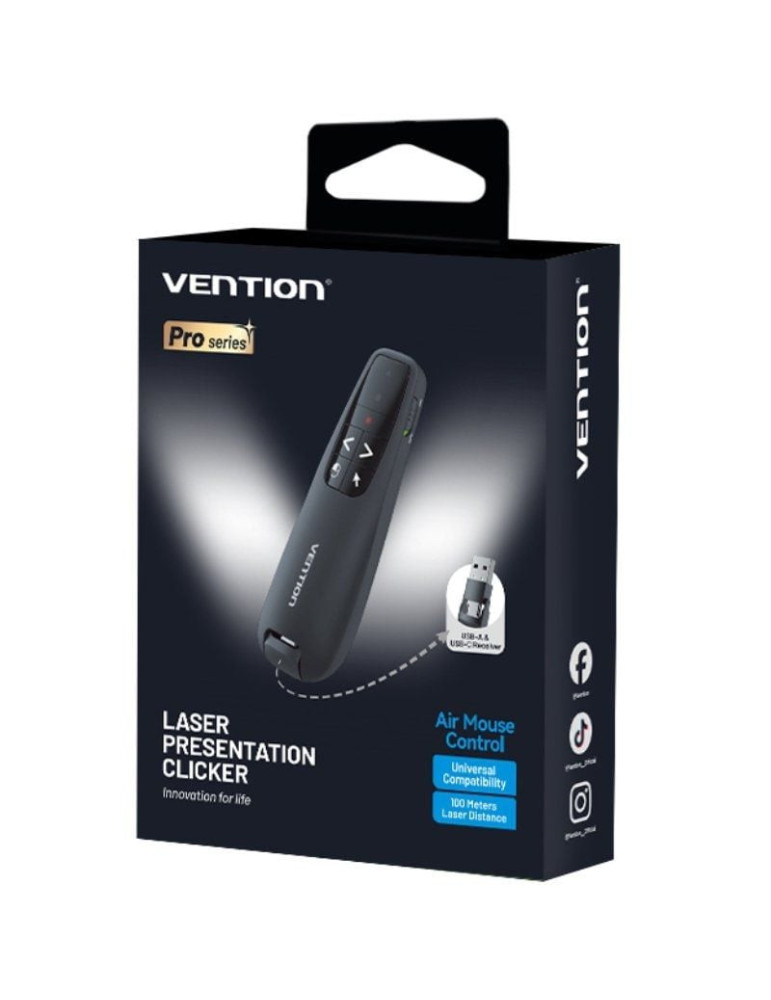 Presentador Inalámbrico Vention KQPB0/ 2.4GHz/ Negro