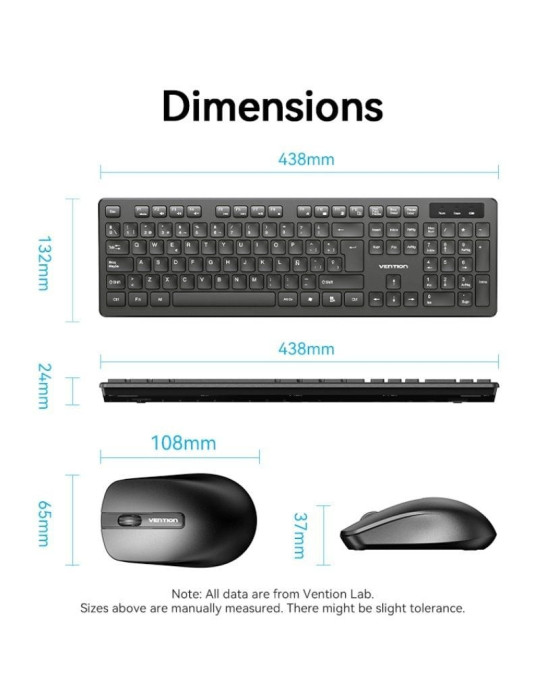 Teclado y Ratón Inalámbricos Vention Combo KTDB0-ES