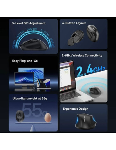 Ratón Ergonómico Inalámbrico Vention KTHB0/ Hasta 4000 DPI 2