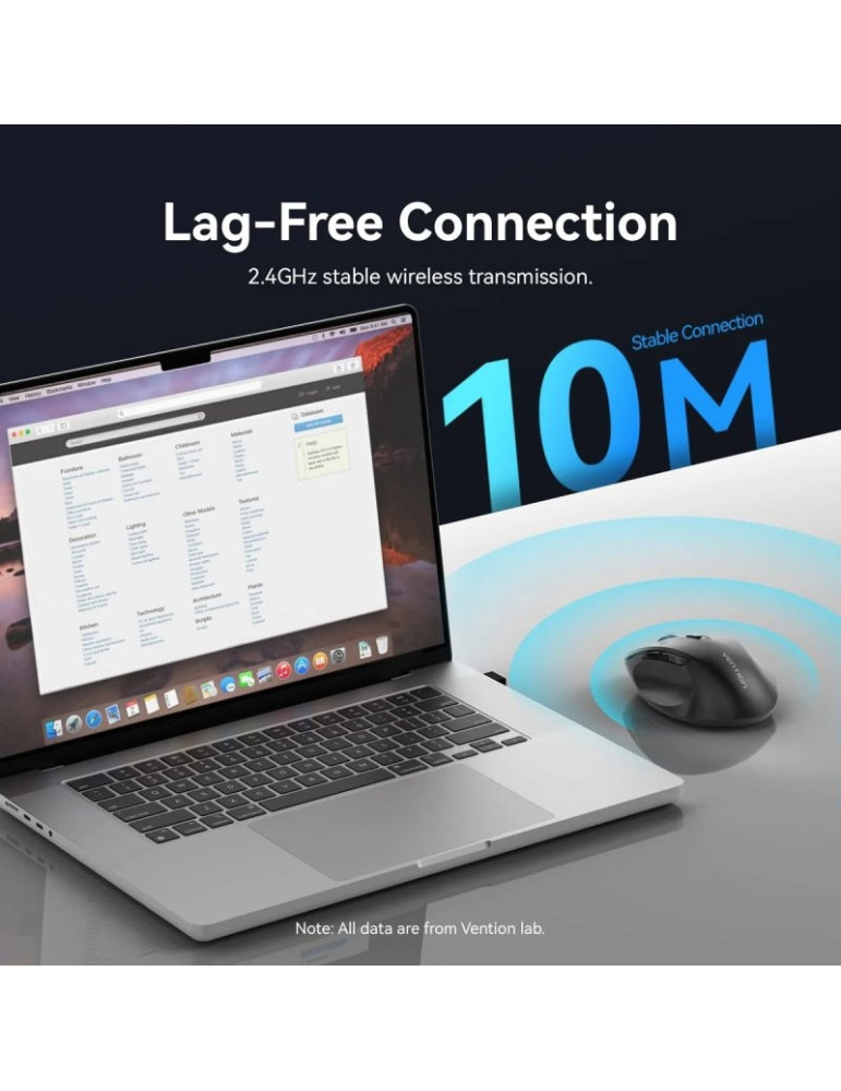 Ratón Ergonómico Inalámbrico Vention KTHB0/ Hasta 4000 DPI