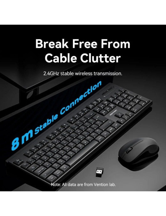 Teclado y Ratón Inalámbricos Vention Combo KTZB0-EN/ Inglés