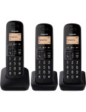 Teléfono Inalámbrico Panasonic KX-TGB613SPB/ Pack TRIO/ Negro