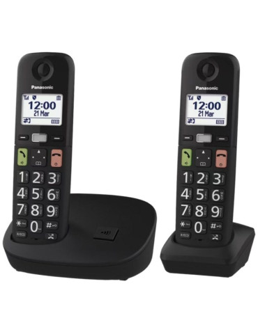 Teléfono Inalámbrico Panasonic KX-TGU112EXB/ Pack DUO/ Negro