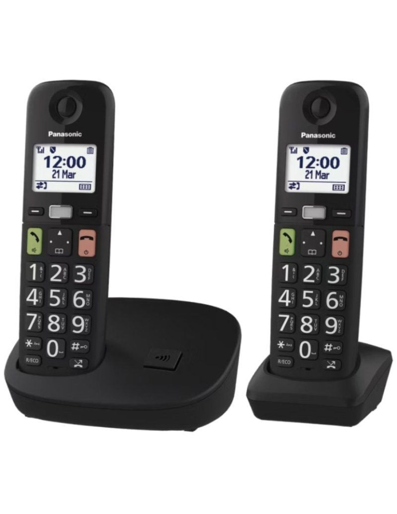 Teléfono Inalámbrico Panasonic KX-TGU112EXB/ Pack DUO/ Negro