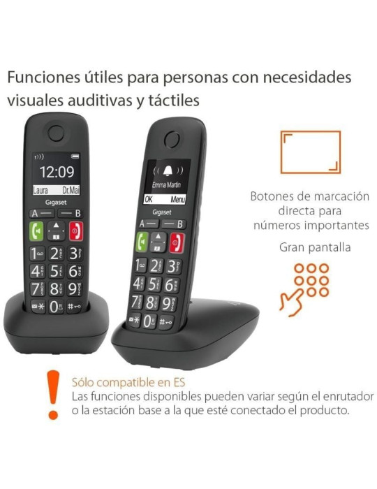 Teléfono Inalámbrico Gigaset E290/ Pack DUO/ Negro