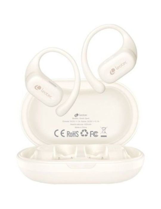 Auriculares Deportivos Bluetooth Leotec Open Air Zenith Sport con estuche de carga/ Autonomía 6.5h/ Beige