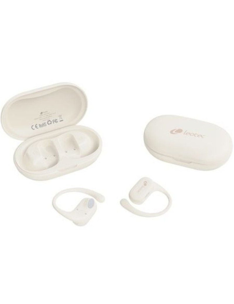 Auriculares Deportivos Bluetooth Leotec Open Air Zenith Sport con estuche de carga/ Autonomía 6.5h/ Beige