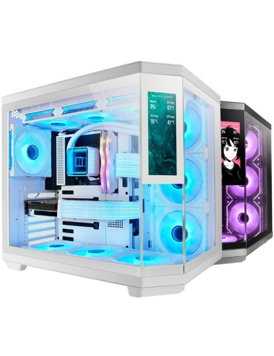 Caja Gaming Semitorre Mars Gaming MC-3TCORELCD/ Blanca