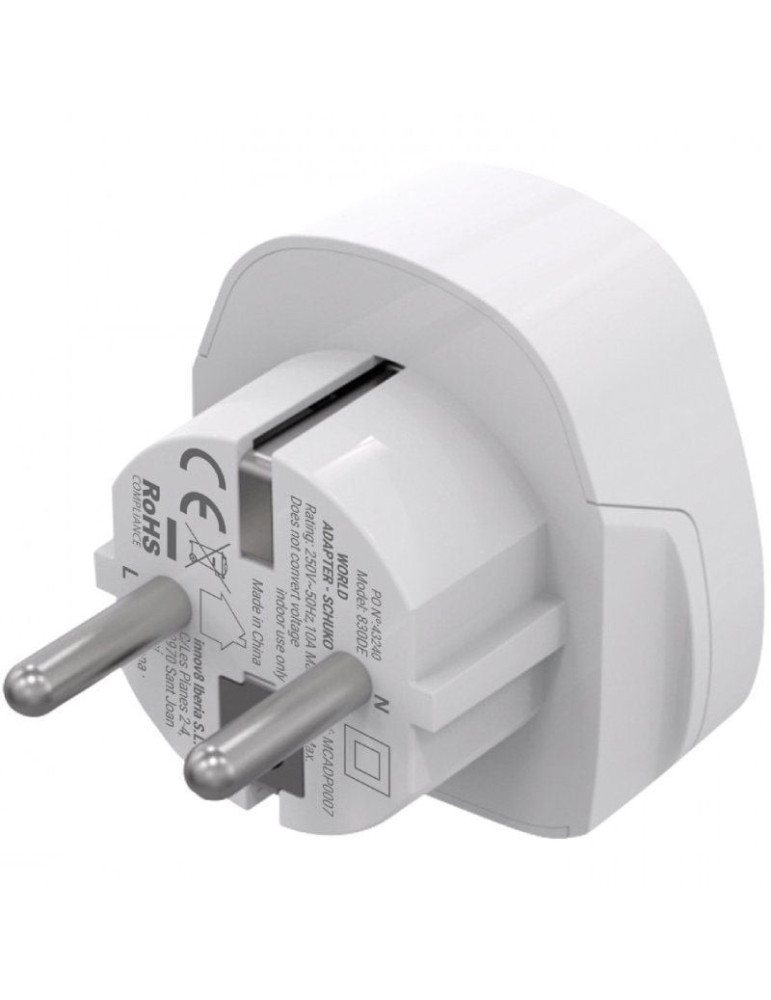 Enchufe Universal Muvit For Change MCADP0007/ 1 Toma de Corriente/ Blanco