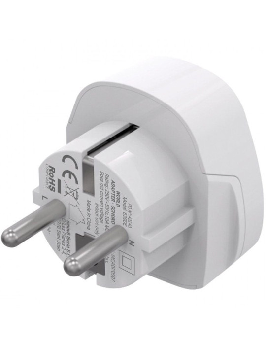 Enchufe Universal Muvit For Change MCADP0007/ 1 Toma de Corriente/ Blanco