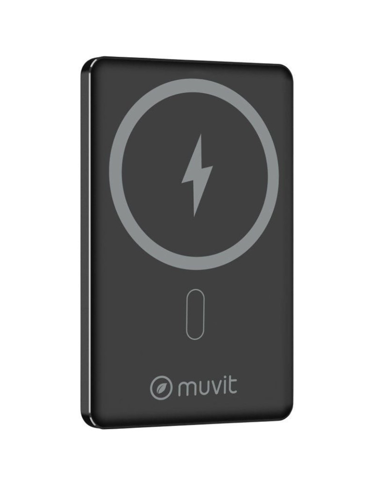 Powerbank 5000mAh Muvit For Change MCCHP0009/ 20W/ Wireless/ Negra/ Incluye Cable USB Tipo-C