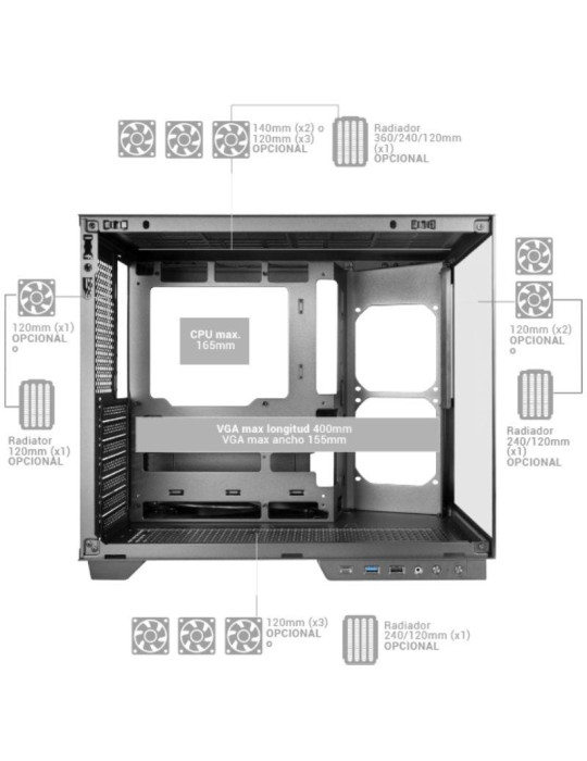 Caja Gaming Semitorre Mars Gaming MC-MIRAGE/ Blanca