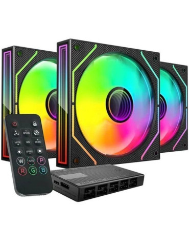 Pack 3 Ventiladores Mars Gaming MF-3DPROKIT/ 12cm + HUB + Mando a Distancia/ ARGB