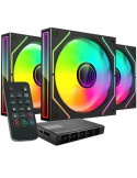 Pack 3 Ventiladores Mars Gaming MF-3DPROKIT/ 12cm + HUB + Mando a Distancia/ ARGB