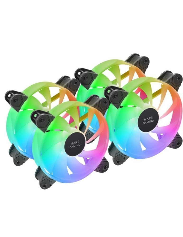 Pack 3 Ventiladores Mars Gaming MF-4A/ 12cm/ ARGB/ Negro