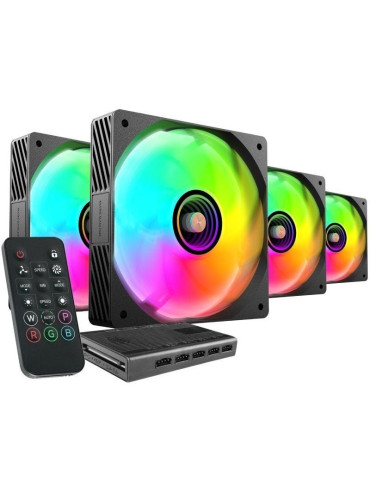 Pack 4 Ventiladores Mars Gaming MF-SI4KIT/ 12cm + HUB + Mando a Distancia/ ARGB