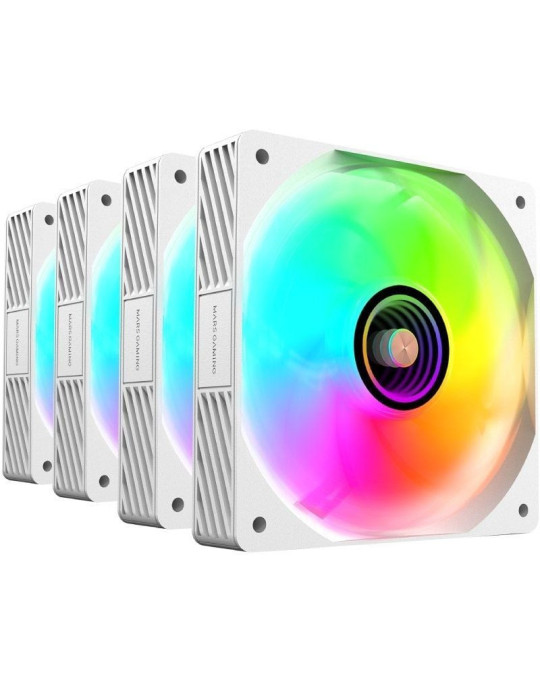 Pack 4 Ventiladores Mars Gaming MF-SI4KIT/ 12cm + HUB + Mando a Distancia/ ARGB/ Blancos