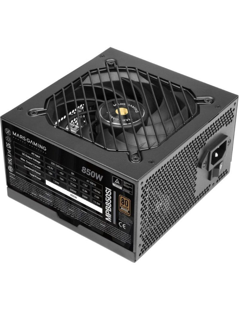 Fuente de Alimentación Mars Gaming MPB850SI/ 850W/ Ventilador 12cm/ 80 Plus Bronze