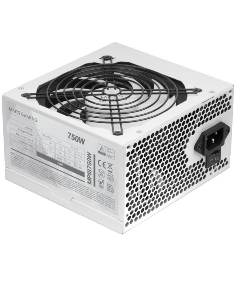 Fuente de Alimentación Mars Gaming MPIII750W/ 750W/ Ventilador 12cm/ Blanca
