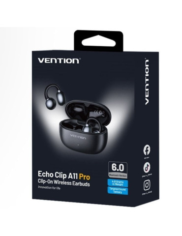 Auriculares Bluetooth Vention Echo Clip A11 Pro con estuche de carga/ Autonomía 6h/ Negro 2