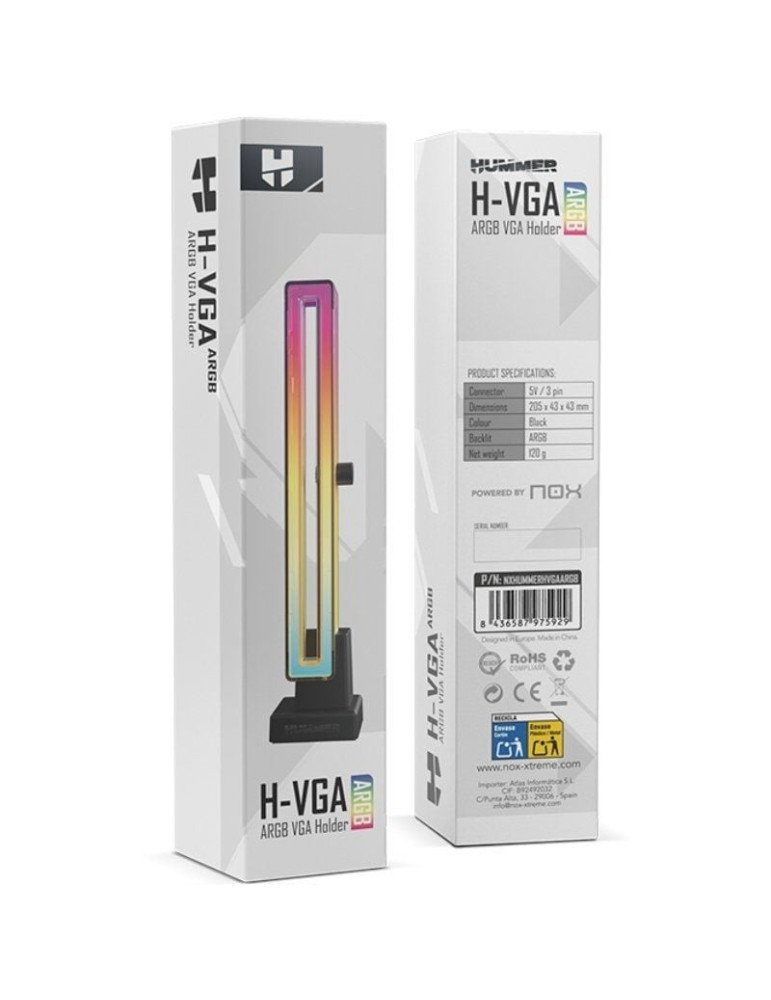 Soporte para Tarjeta Gráfica ARGB Nox Hummer H-VGA ARGB/ Compatibilidad Universal/ Negro