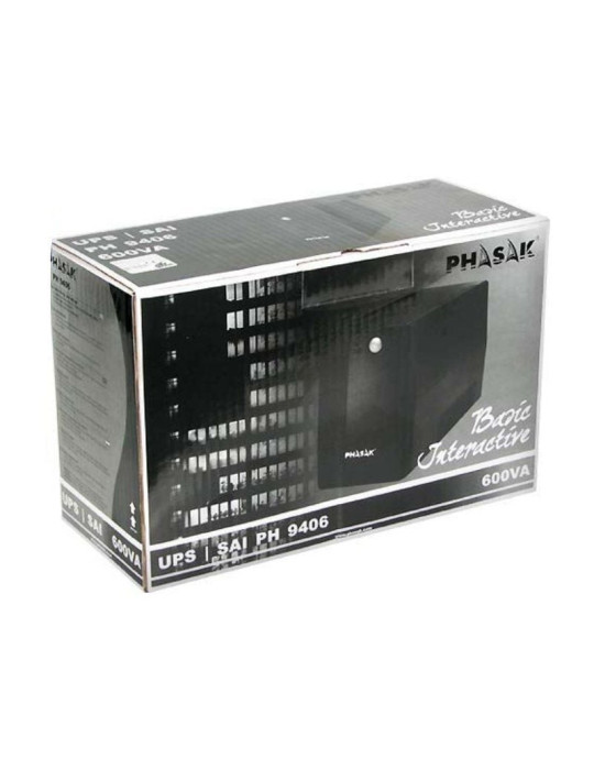 SAI Línea Interactiva Phasak Basic Interactive 600 VA/ 600VA-360W/ 2 Salidas/ Formato Torre