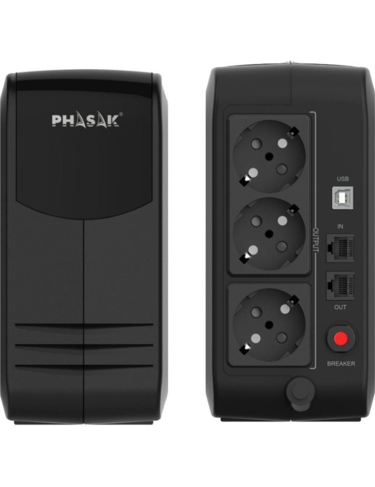 SAI Línea Interactiva Phasak Smart Lite 750 VA/ 750VA-450W/ 3 Salidas/ Formato Torre