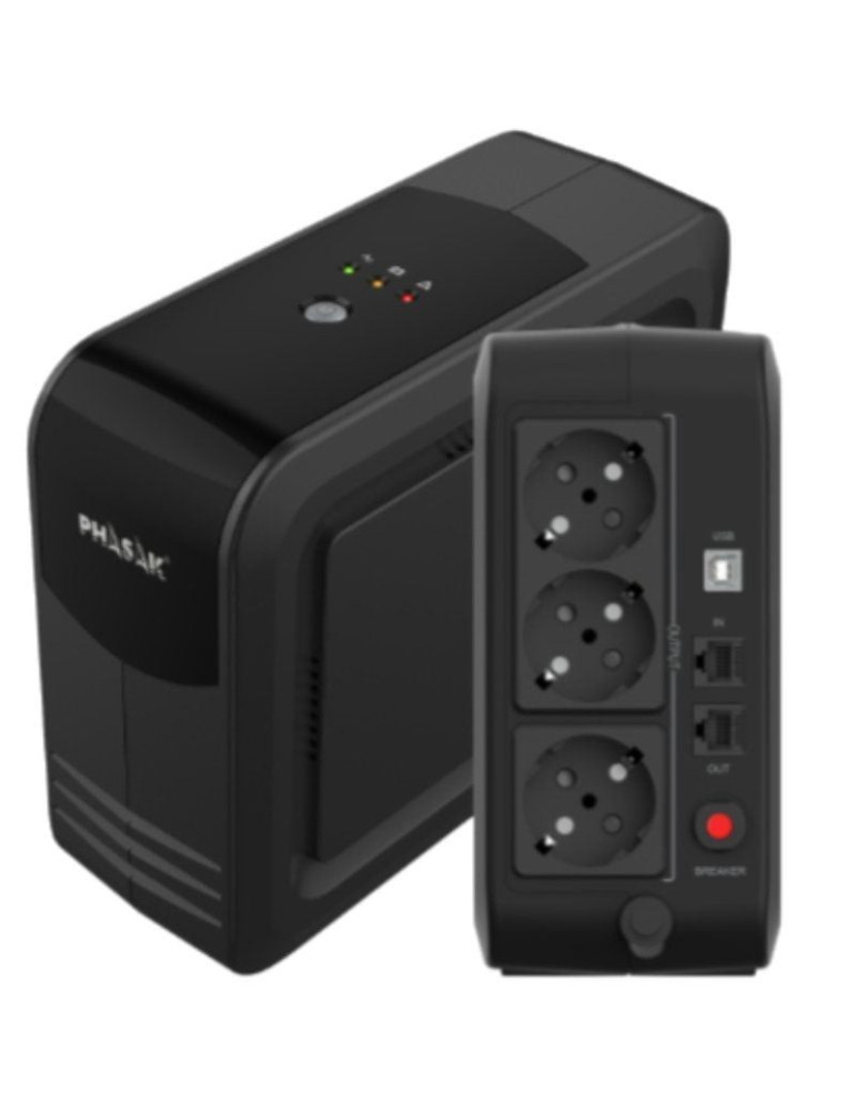 SAI Línea Interactiva Phasak Smart Lite 750 VA/ 750VA-450W/ 3 Salidas/ Formato Torre