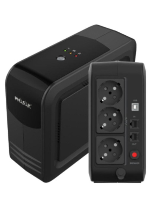 SAI Línea Interactiva Phasak Smart Lite 750 VA/ 750VA-450W/ 3 Salidas/ Formato Torre