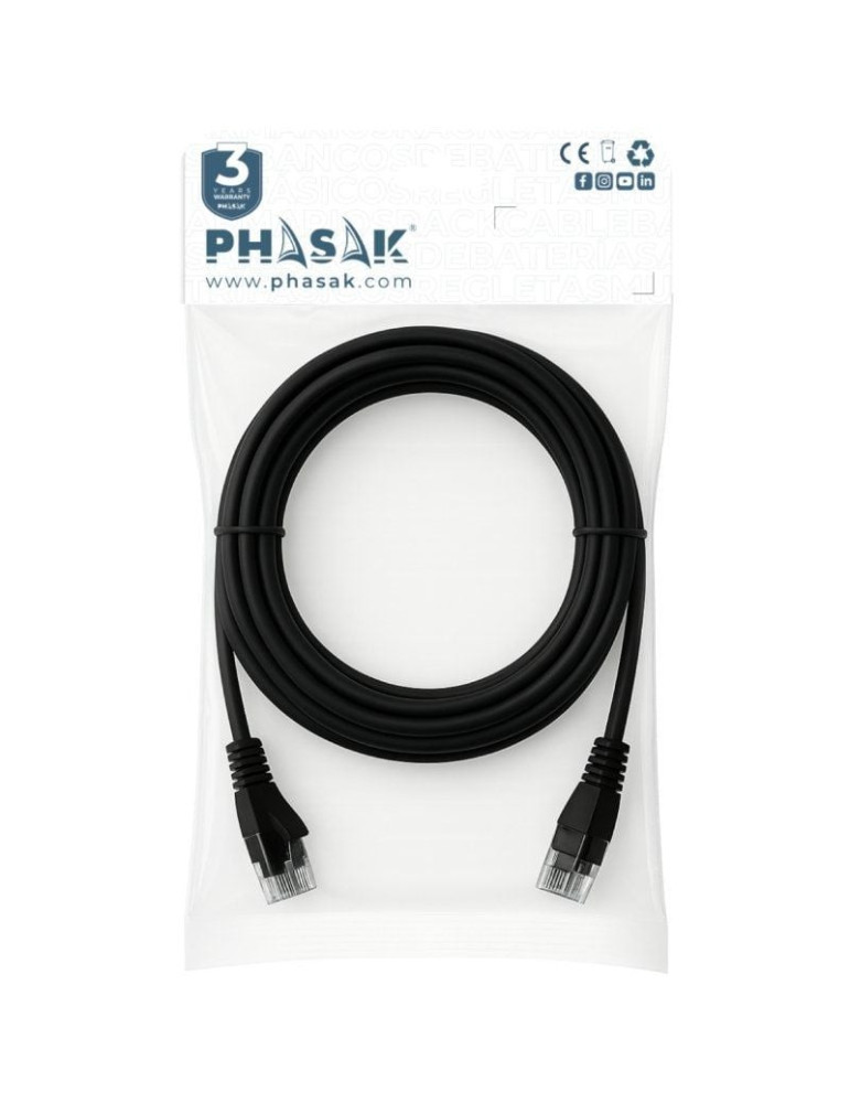 Cable de Red RJ45 UTP Phasak PHK 1750 Cat.6/ 50cm/ Negro