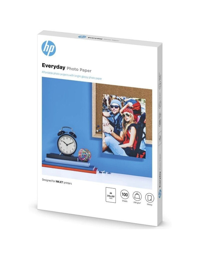 Papel Fotográfico HP Everyday Q2510A/ DIN A4/ 200g/ 100 Hojas