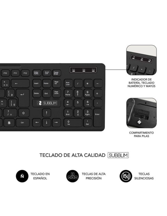 Teclado y Ratón Inalámbrico Subblim Combo Business Slim CSSW10