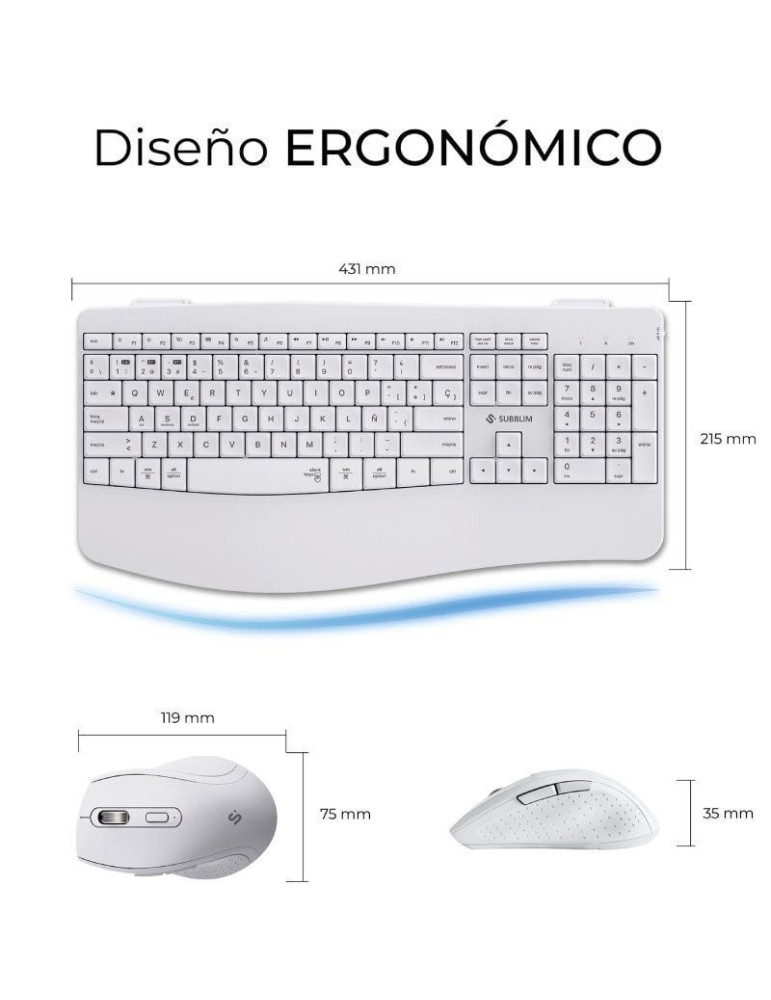 Teclado y Ratón Inalámbrico Subblim Combo Dual Office Prowave/ Blanco