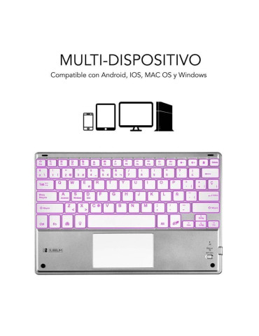 Teclado Compacto Inalámbrico por Bluetooth Subblim SMBT50/ Plata 2