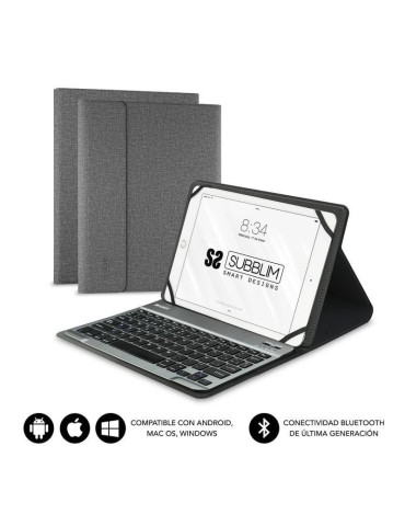 Funda con Teclado Subblim Keytab Pro Bluetooth para Tablets de 9.6"-10.8"/ Gris