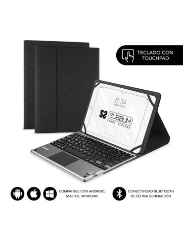 Funda con Teclado Subblim Keytab Pro Bluetooth Touchpad para Tablets de 9.6"-10.8"/ Negra