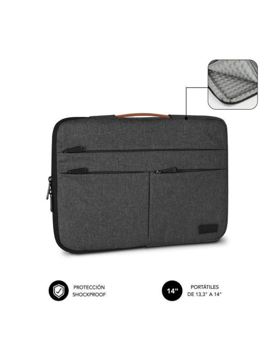 Funda Subblim Air Padding 360 Sleeve para Portátiles hasta 14"/ Gris Oscuro
