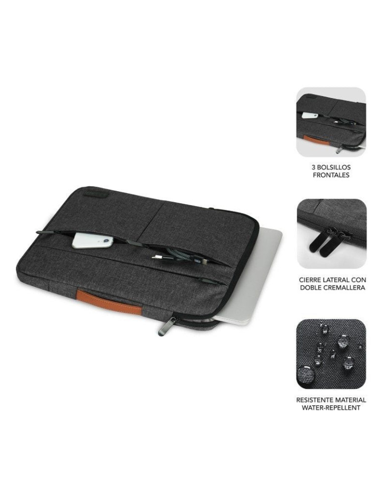 Funda Subblim Air Padding 360 Sleeve para Portátiles hasta 14"/ Gris Oscuro