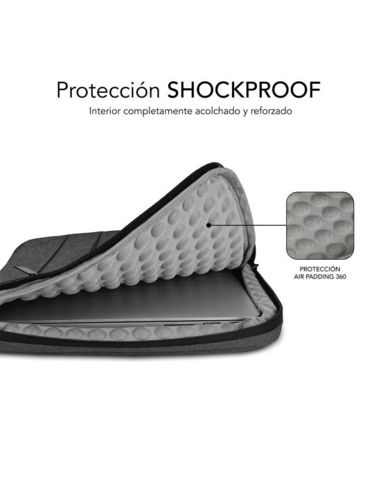 Funda Subblim Air Padding 360 Sleeve para Portátiles hasta 14"/ Gris Oscuro