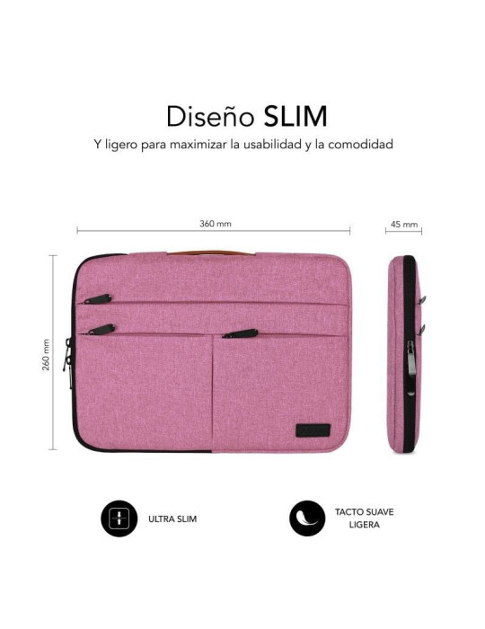 Funda Subblim Air Padding 360 Sleeve para Portátiles hasta 14"/ Rosa
