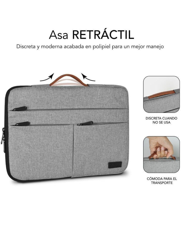 Funda Subblim Air Padding 360 Sleeve para Portátiles hasta 15.6"/ Gris Claro