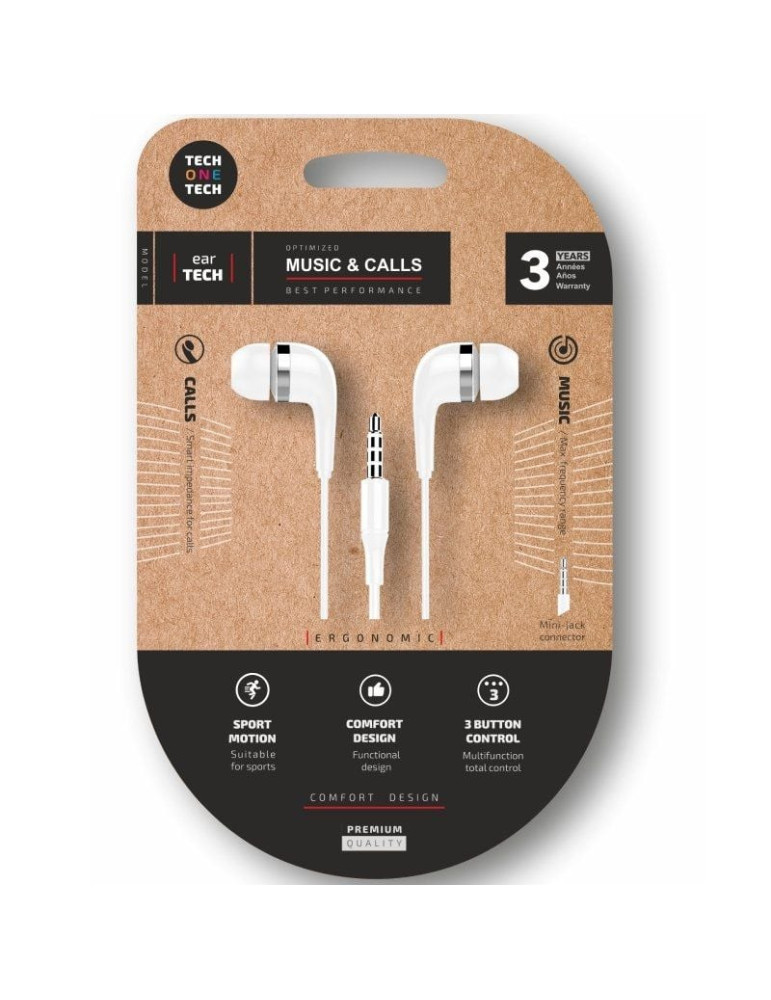 Auriculares Intrauditivos Tech One Tech soft earTECH TEC1004/ con Micrófono/ Jack 3.5/ Blancos