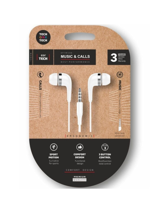 Auriculares Intrauditivos Tech One Tech soft earTECH TEC1004/ con Micrófono/ Jack 3.5/ Blancos