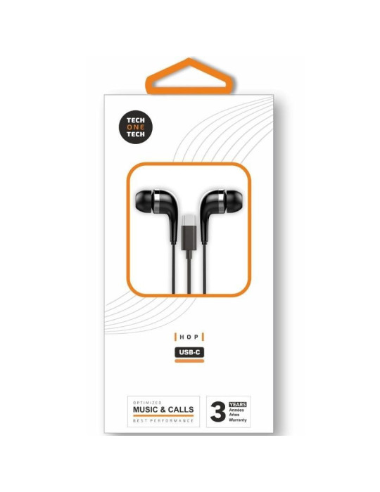 Auriculares Intrauditivos Tech One Tech earTECH TEC1305/ con Micrófono/ USB Tipo-C/ Negros