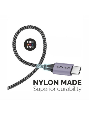 Cable USB 2.0 Tipo-C Tech One Tech TEC2023/ USB Tipo-C Macho - USB Macho/ 2m/ Gris 2