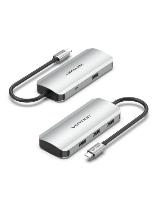 Hub USB Tipo-C Vention TNAHB/ 4xUSB/ 1xMicroUSB PD